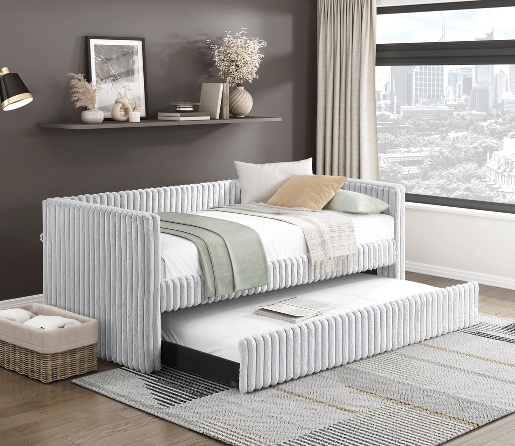 Walker Edison | Lit de jour capitonné en velours côtelé avec lit gigogne