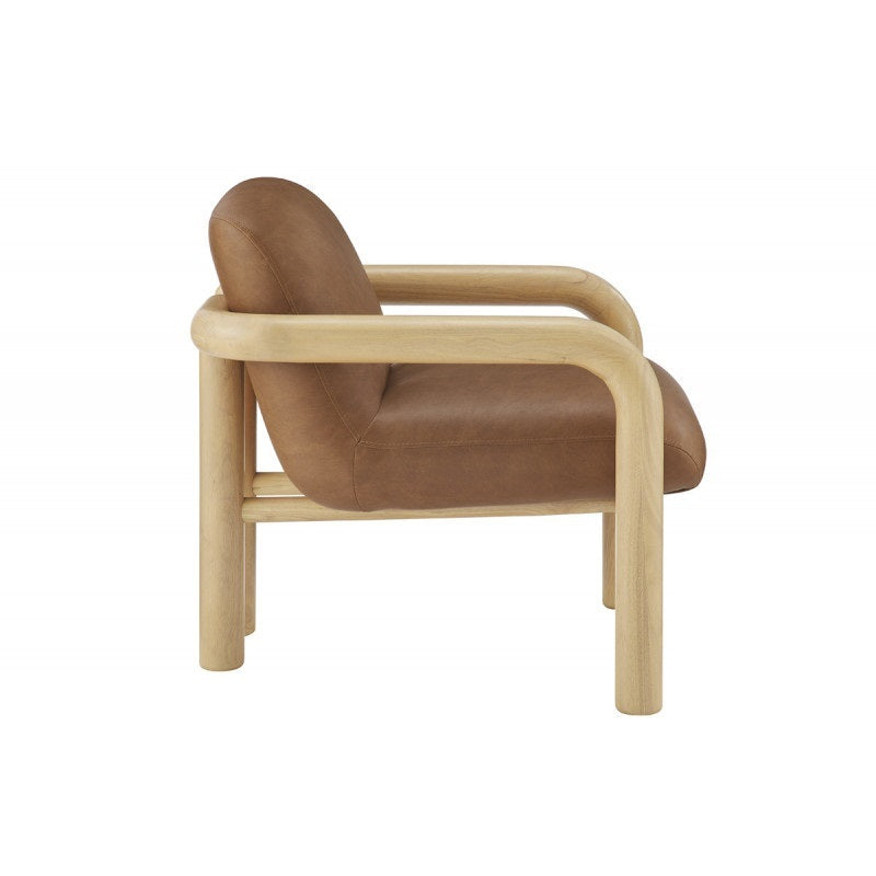 Fauteuil d'appoint moderne en similicuir avec structure en bois courbée et revêtement en bois courbé
