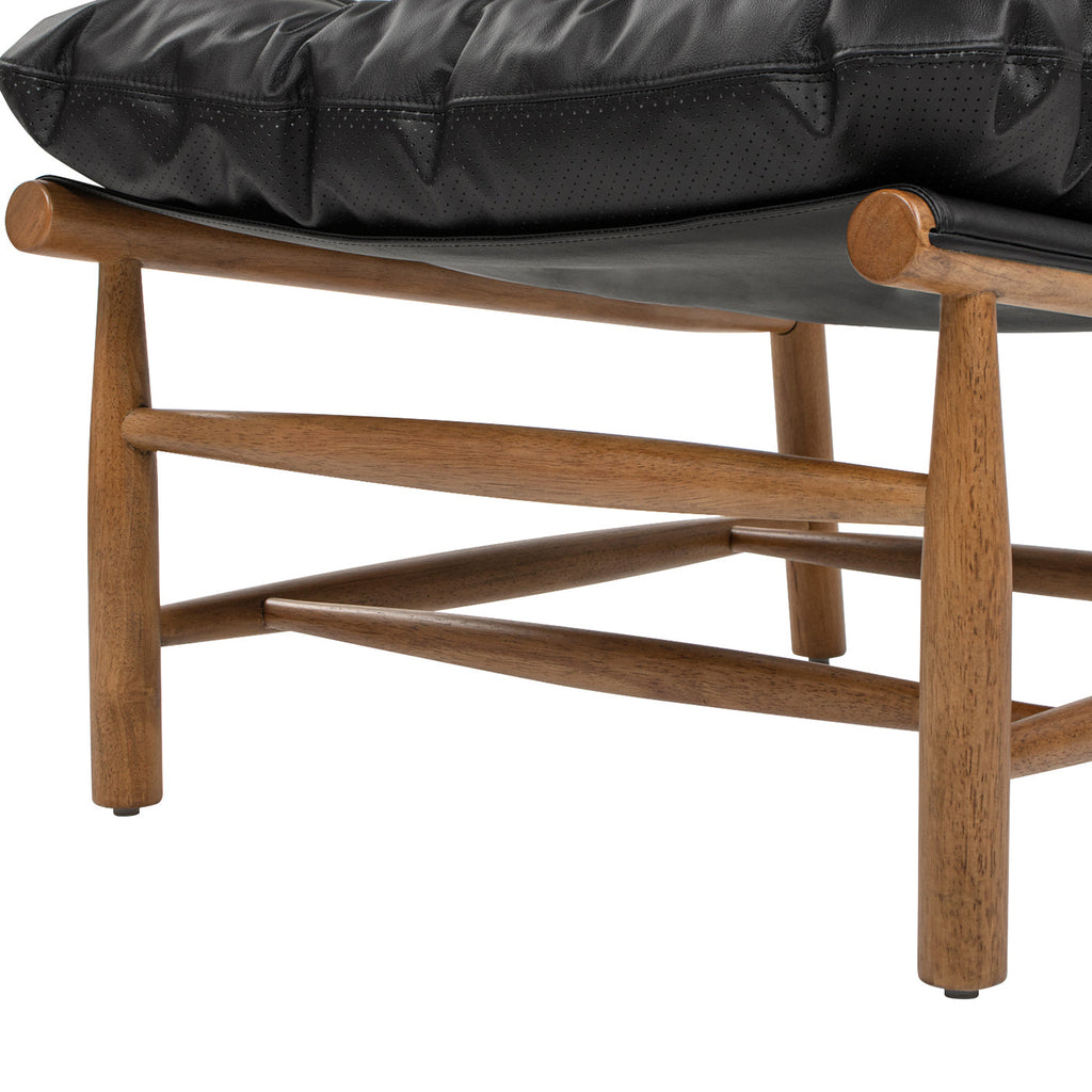 Fauteuil d'appoint Oxford 26,5' Noir en cuir noir, style moderne du milieu du siècle 