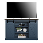 Portes coulissantes de style grange, meuble TV en peuplier de 137 cm, console multimédia