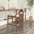 Tabouret de bar Panama Boucle 30,5' à dossier incurvé en rotin, lot de 2 