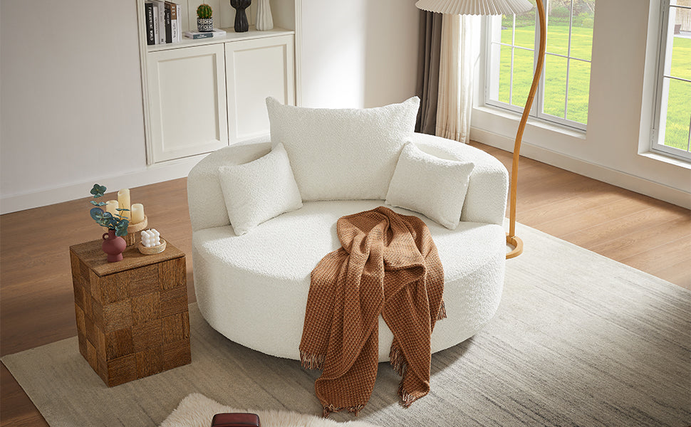 Fauteuil pivotant rond Walker Edison à 360° avec coussins