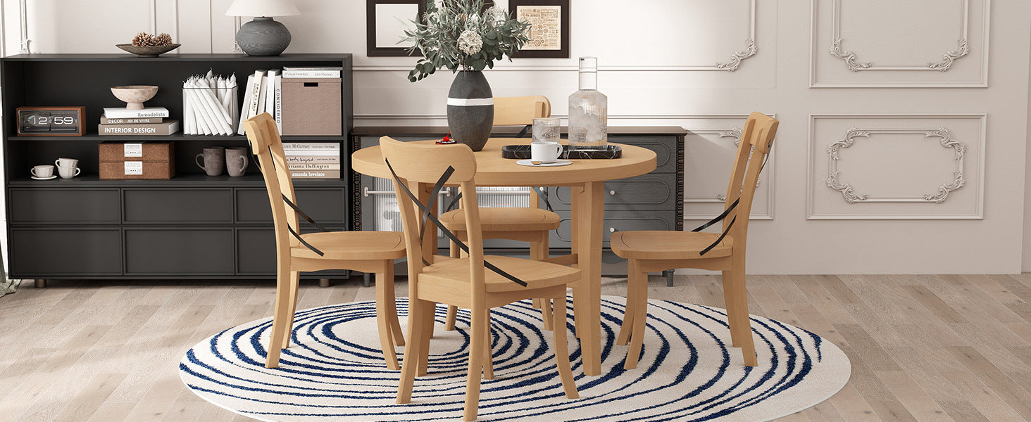 Walker Edison | Ensemble de salle à manger rétro simple 5 pièces avec 4 chaises 