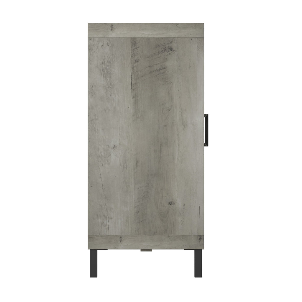 Meuble TV avec porte miroir et cheminée électrique 23 pouces, console multimédia