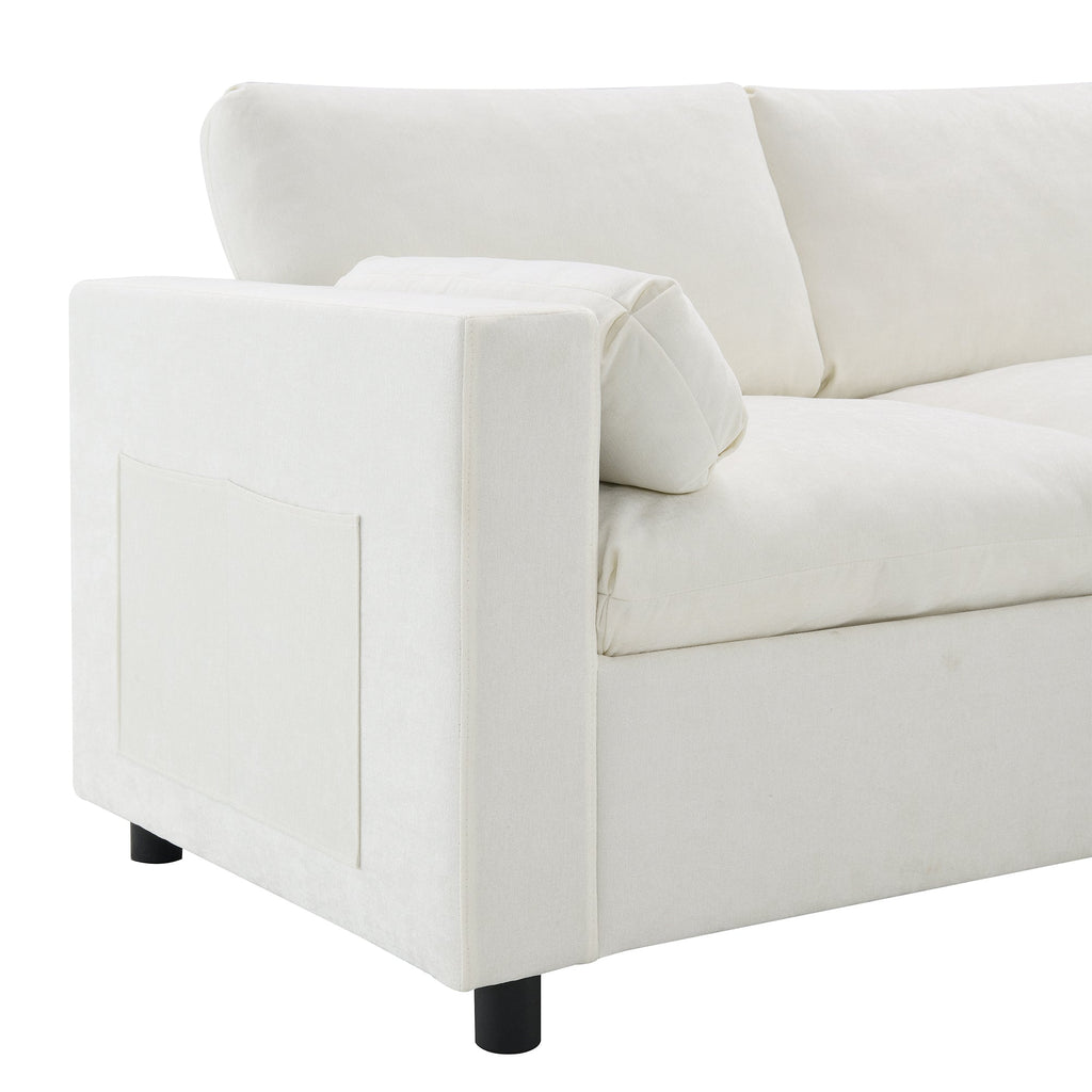 Canapé d'angle modulaire Cloud avec poches de rangement et 2 poufs amovibles