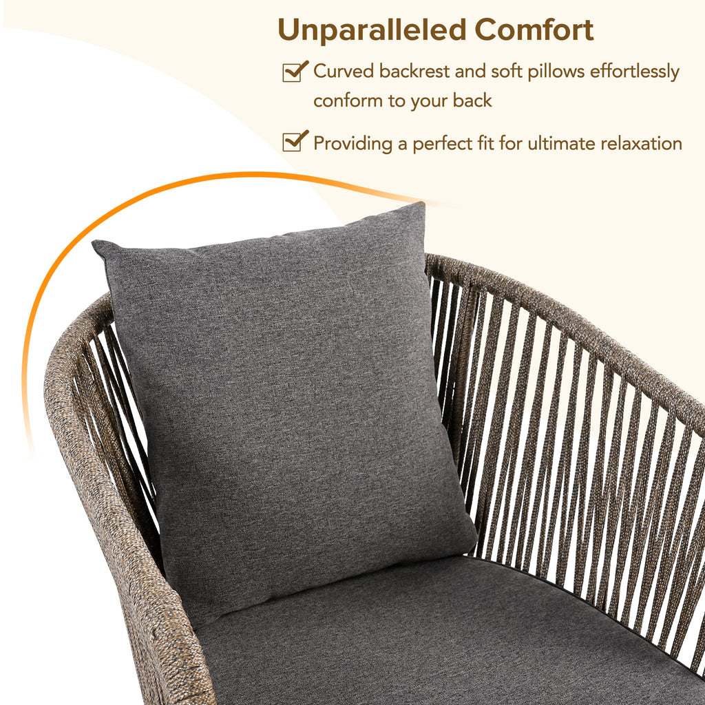 Walker Edison | Ensemble de salle à manger de patio 7 pièces au design moderne en corde