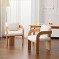 Lot de 2 chaises de salle à manger blanches bouclées avec dossier coussin et structure en bois massif