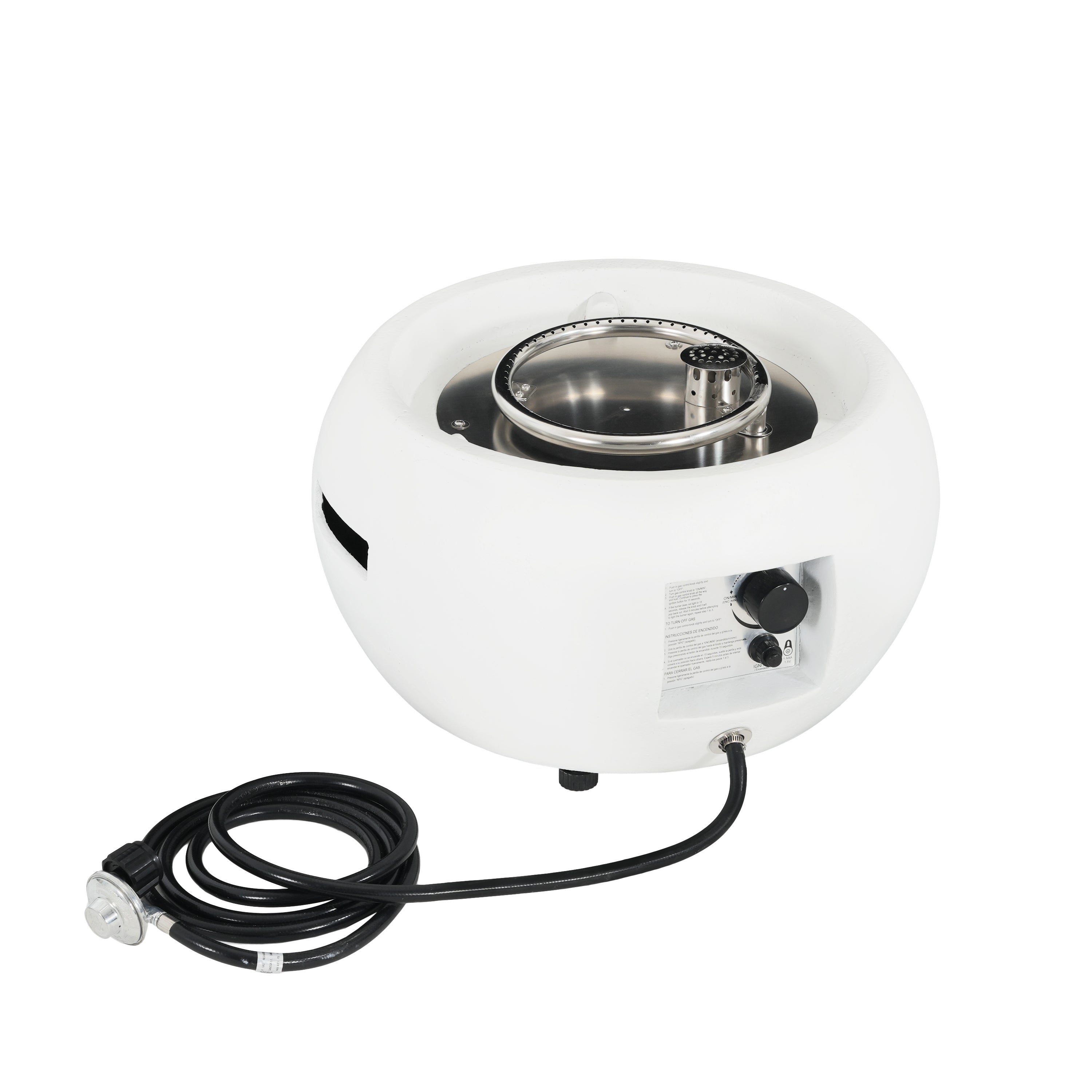 Walker Edison | Foyer extérieur au propane MGO au design rond minimaliste pour patio.