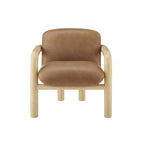 Fauteuil d'appoint moderne en similicuir avec structure en bois courbée et revêtement en bois courbé