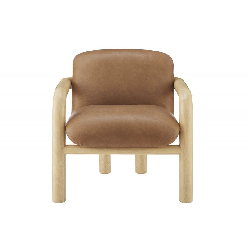 Fauteuil d'appoint moderne en similicuir avec structure en bois courbée et revêtement en bois courbé