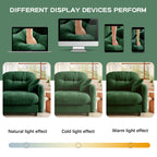 Canapé d'angle deux places en chenille capitonnée avec pouf 