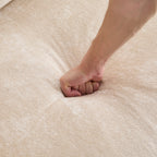 Canapé bouclé style années 50 avec piètement en bois massif 