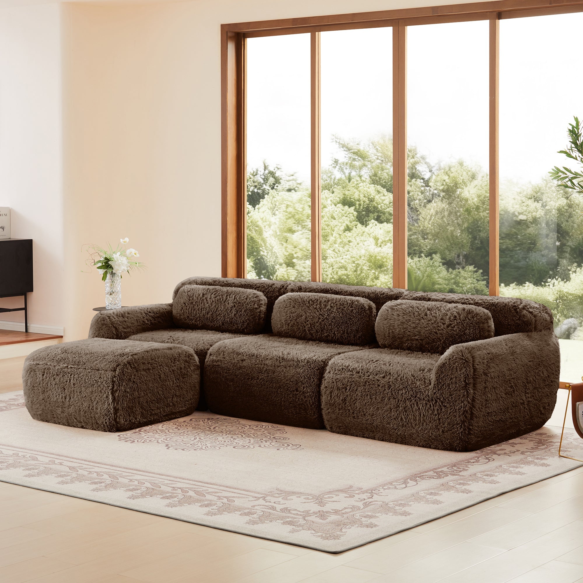 Canapé modulable sans ossature, doux et moelleux, avec pouf 