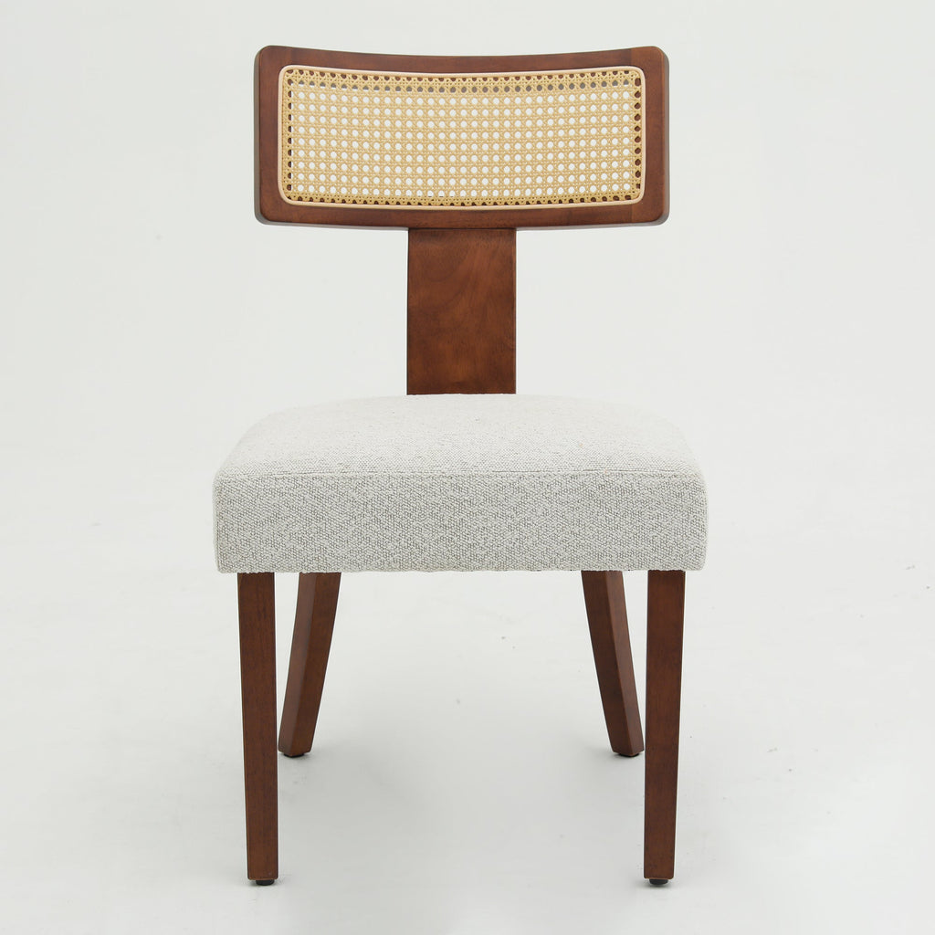 Ensemble de 2 chaises de salle à manger modernes du milieu du siècle en bois et rotin 