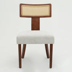 Ensemble de 2 chaises de salle à manger modernes du milieu du siècle en bois et rotin 