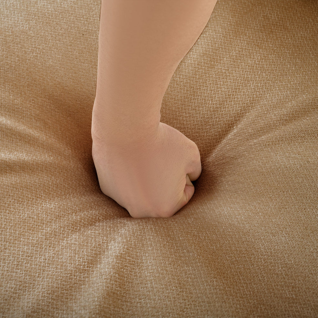 Walker Edison | Canapé élégant en chenille camel avec assise et pouf de rangement