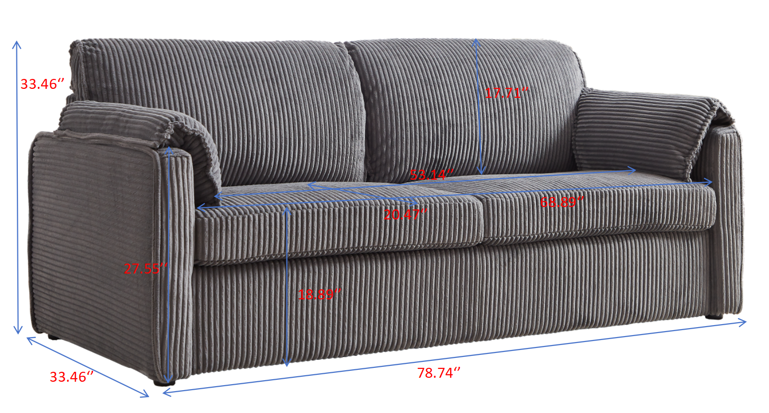 Walker Edison | Canapé-lit futon en velours côtelé gris
