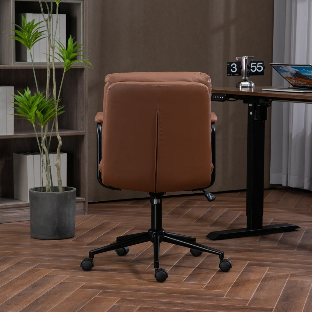 Walker Edison | Chaise de bureau pivotante ergonomique en similicuir marron 