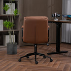 Walker Edison | Chaise de bureau pivotante ergonomique en similicuir marron 