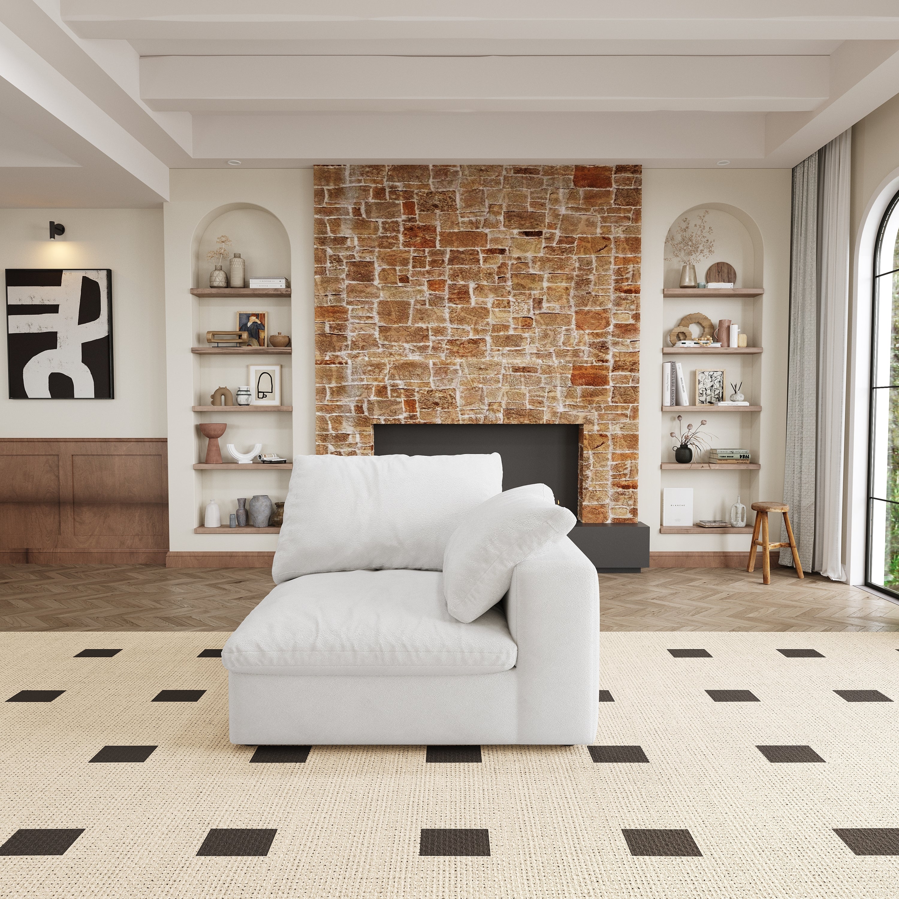 Canapé deux places modulaire Cloud 80' garni de duvet Walker Edison 