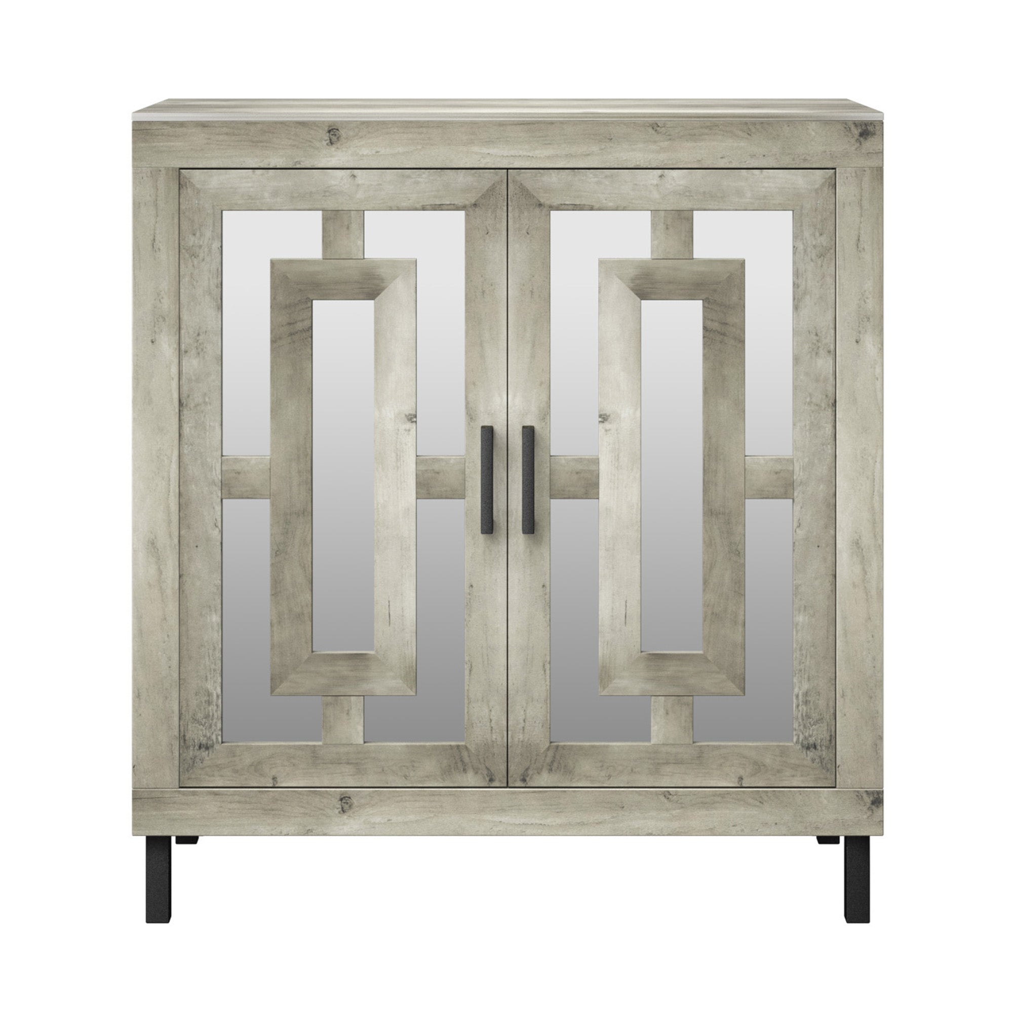 Meuble d'entrée à portes miroir finition antique