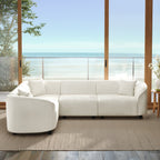 Canapé d'angle sculptural et incurvé contemporain Boucl¨¦ en forme de L 