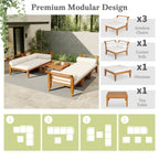 Ensemble de canapés d'angle modulaires d'extérieur 6 pièces en bois d'acacia Walker Edison 