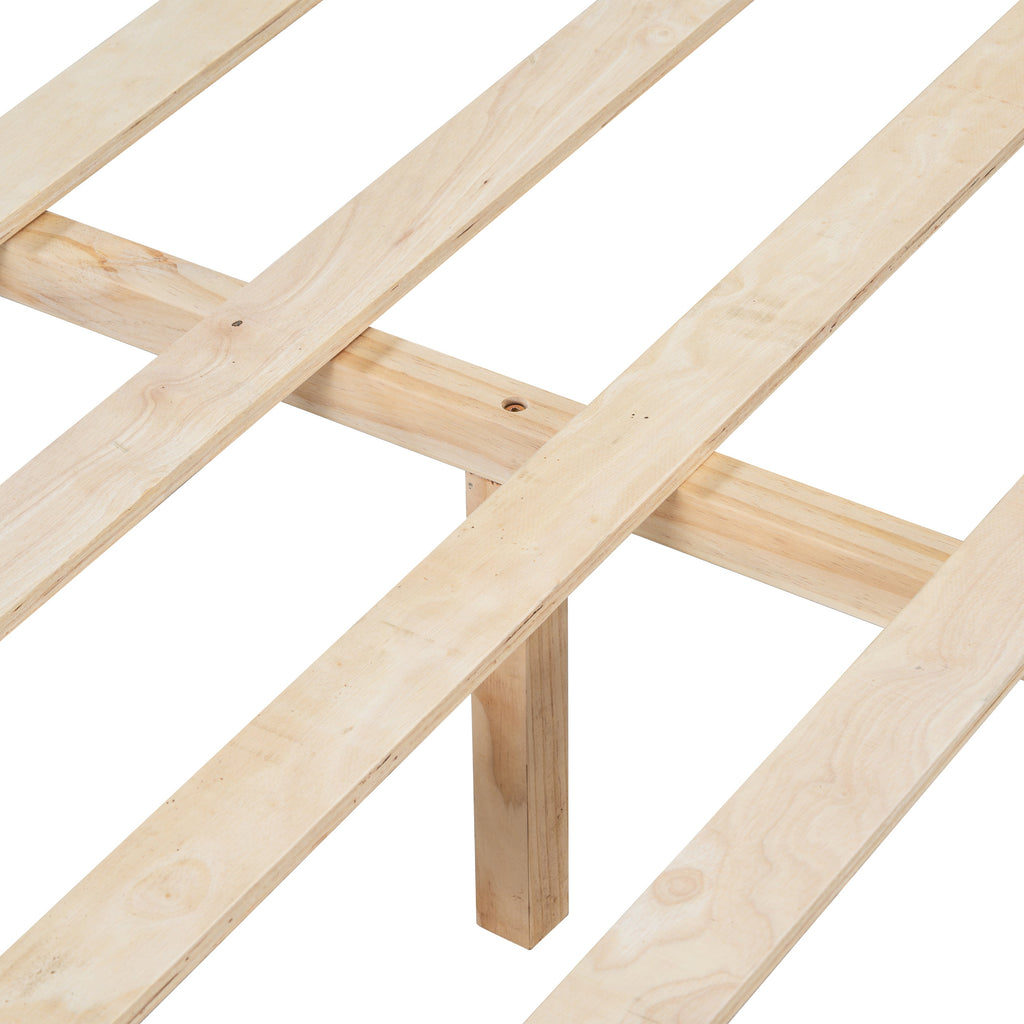 Tête de lit en cuir blanc tissé, cadre de lit Queen en pin 