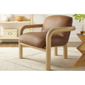 Fauteuil d'appoint moderne en similicuir avec structure en bois courbée et revêtement en bois courbé