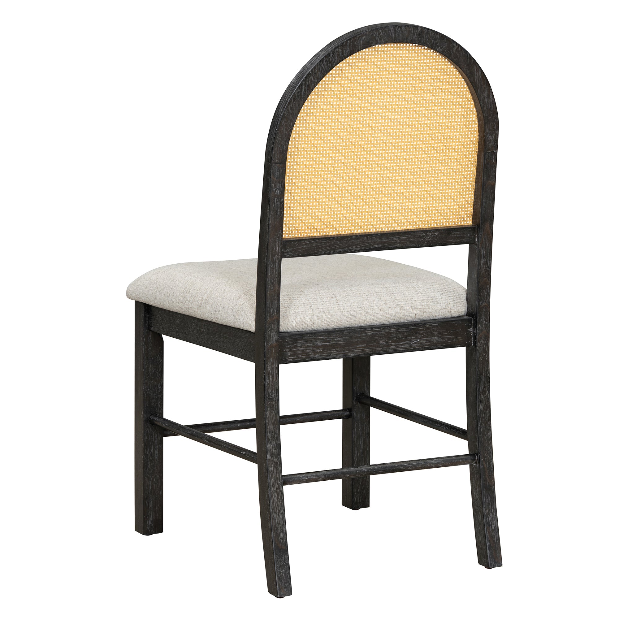 Ensemble de table et chaises de style campagnard en rotin bohème 7 pièces pour 6 personnes