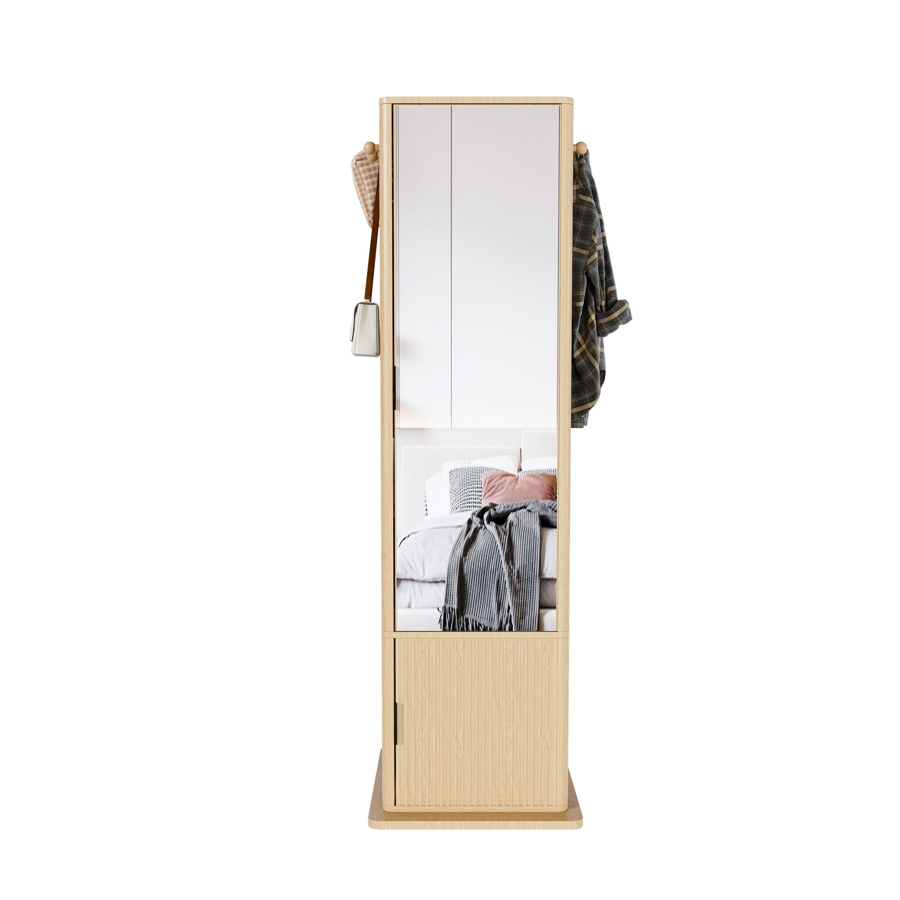Armoire de rangement multifonctionnelle 4 en 1 avec miroir pivotant à 360° sur toute la longueur 