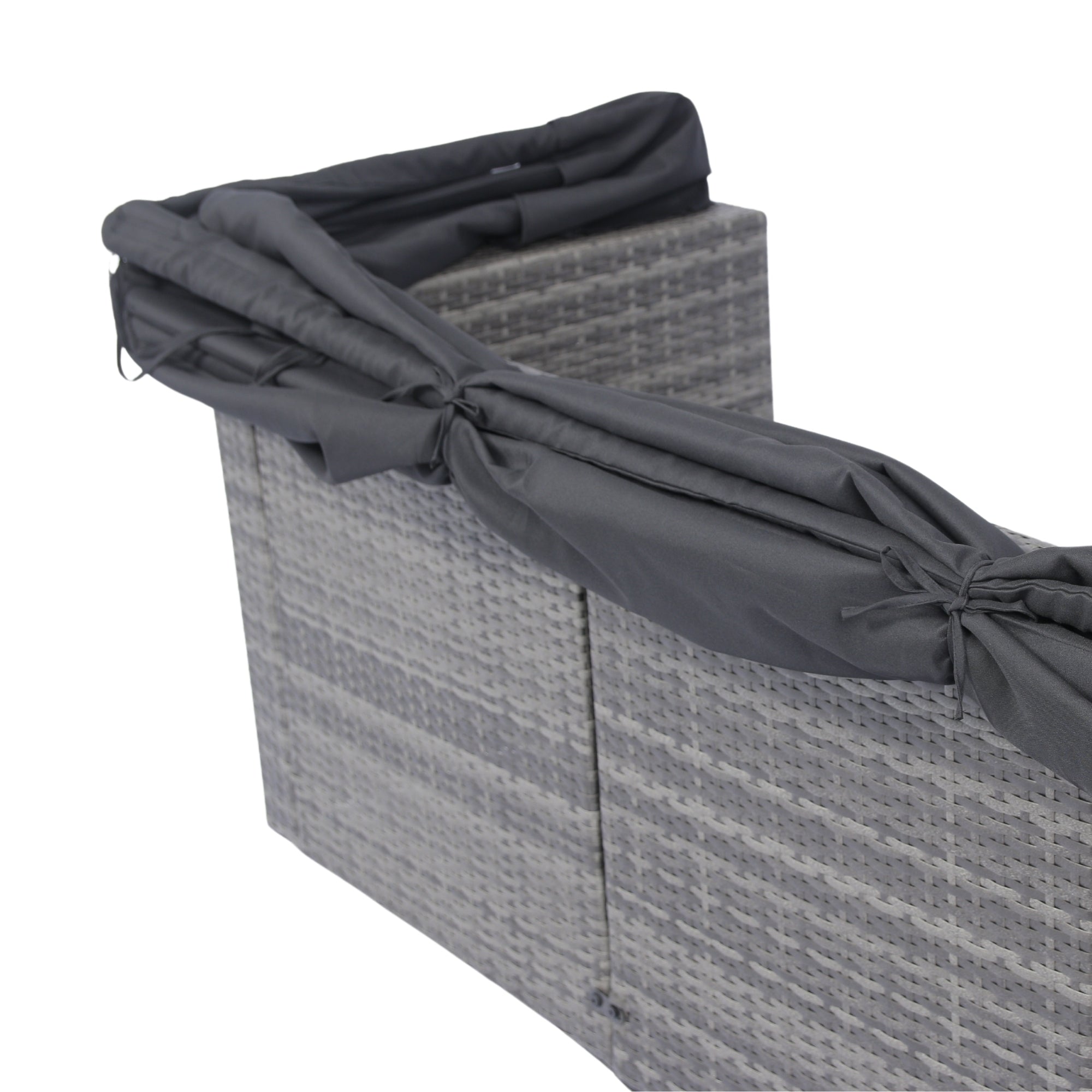 Ensemble de canapés d'angle 7 pièces en rotin tressé avec auvent pour terrasse extérieure Walker Edison 