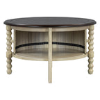 Table basse ronde de style traditionnel de 77 cm avec porte coulissante de rangement