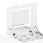 Ensemble coiffeuse multifonctionnelle blanche Walker Edison avec miroir rabattable et éclairage 