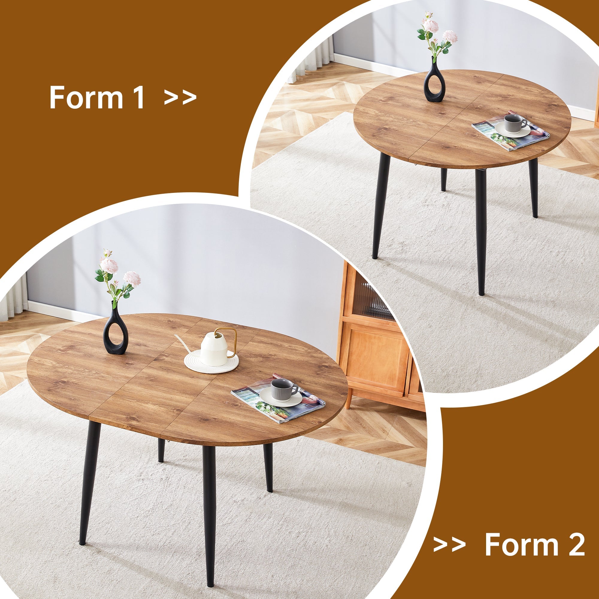 Ensemble table et chaises extensibles modernes pour 6 personnes avec chaises en PU