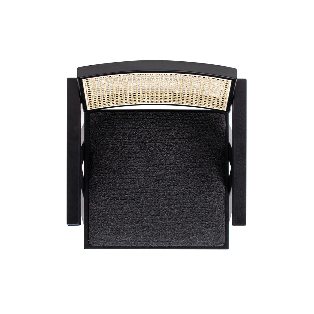 Tabouret de bar Milan 25,5' moderne en résine bouclée avec dossier et accoudoirs, lot de 3 