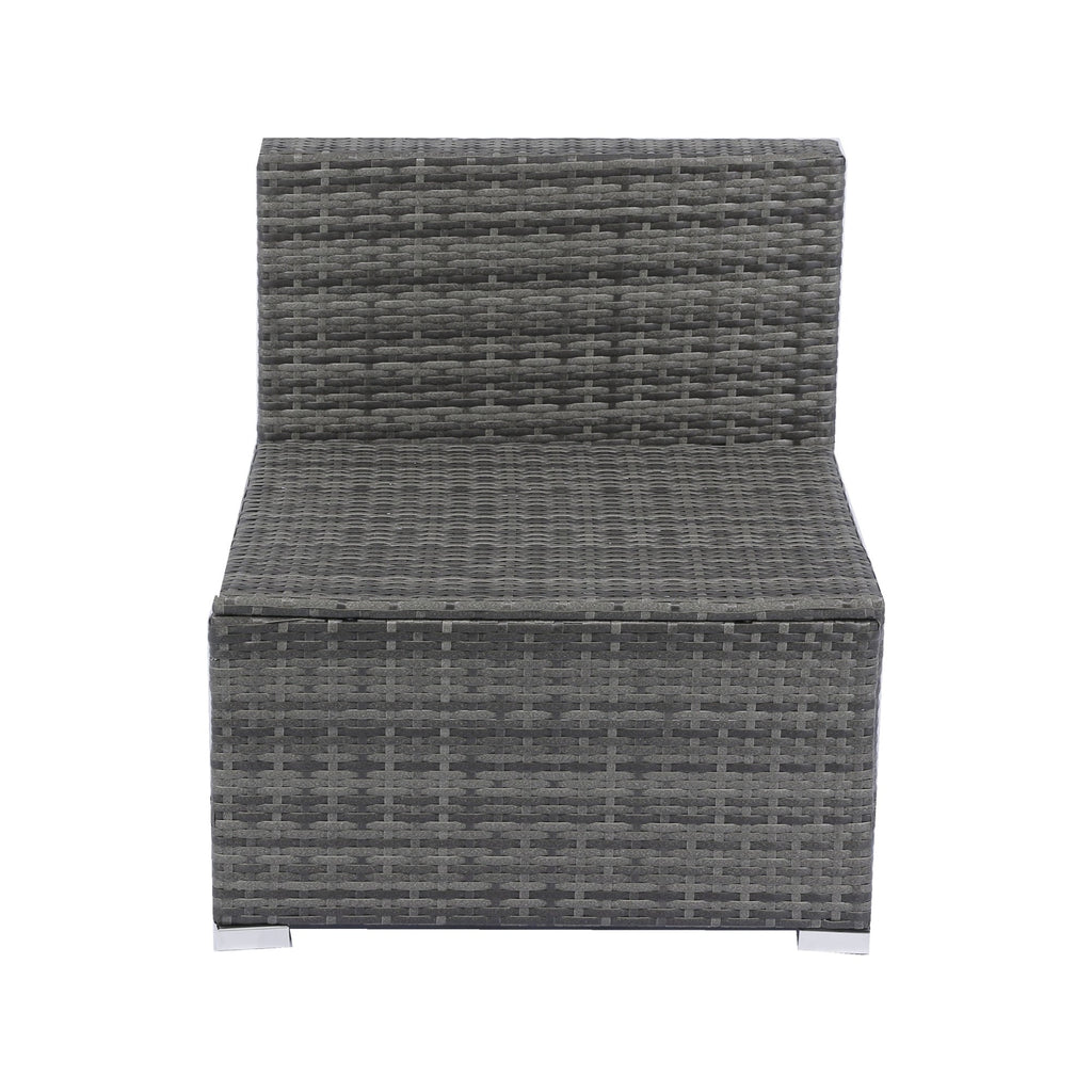 Ensemble de canapés d'angle 7 pièces en rotin tressé avec auvent pour terrasse extérieure Walker Edison 