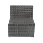 Ensemble de canapés d'angle 7 pièces en rotin tressé avec auvent pour terrasse extérieure Walker Edison 