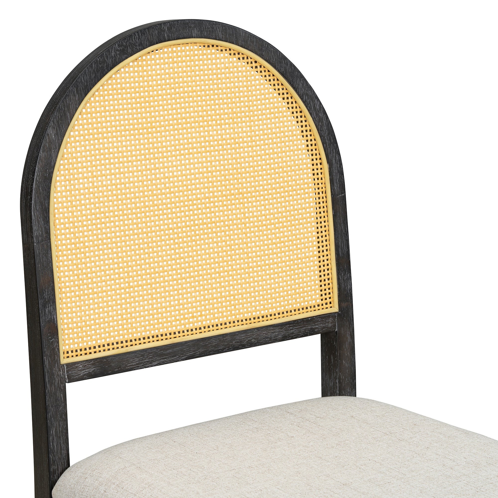 Ensemble de table et chaises de style campagnard en rotin bohème 7 pièces pour 6 personnes