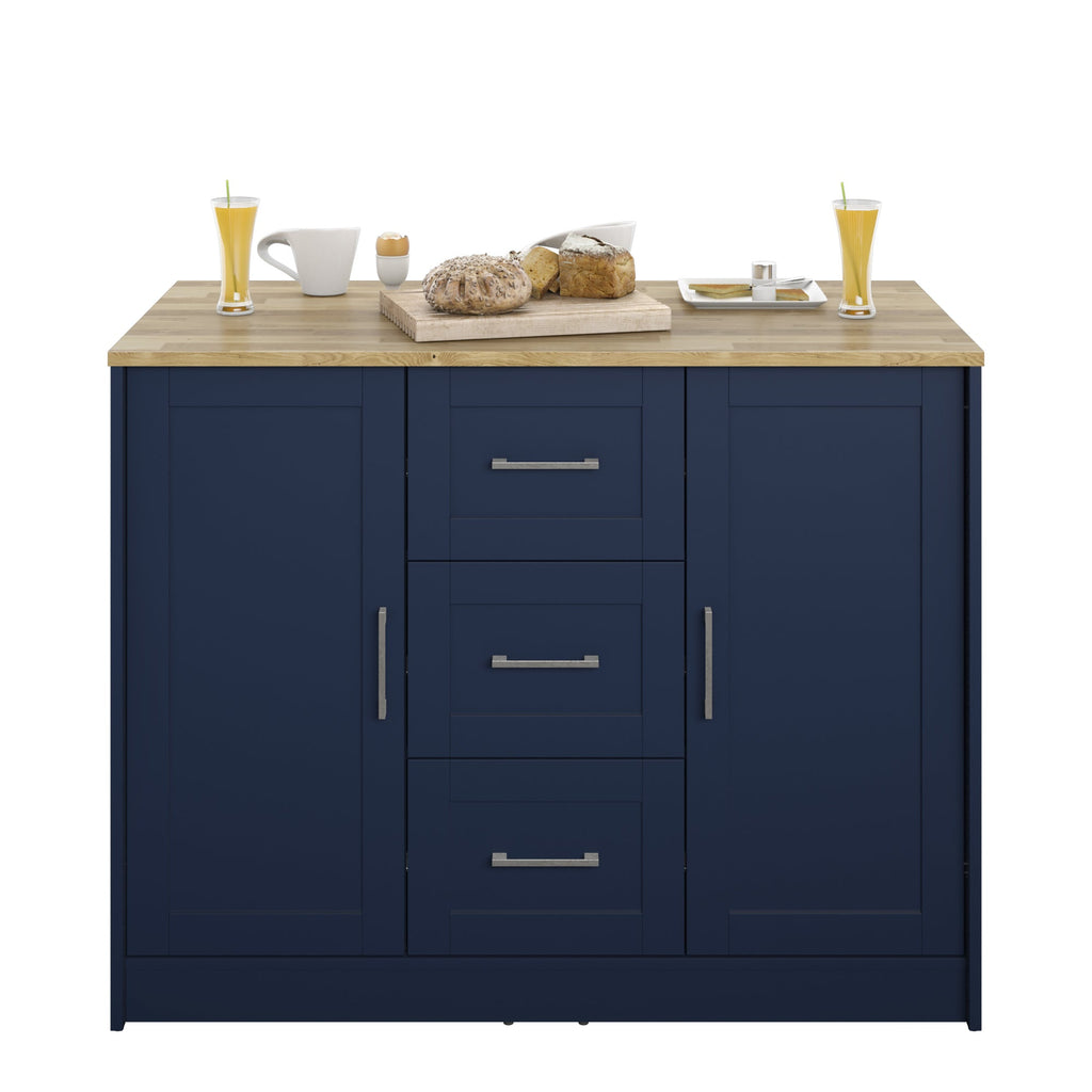 Îlot de cuisine classique et moderne avec plan de travail en bois massif