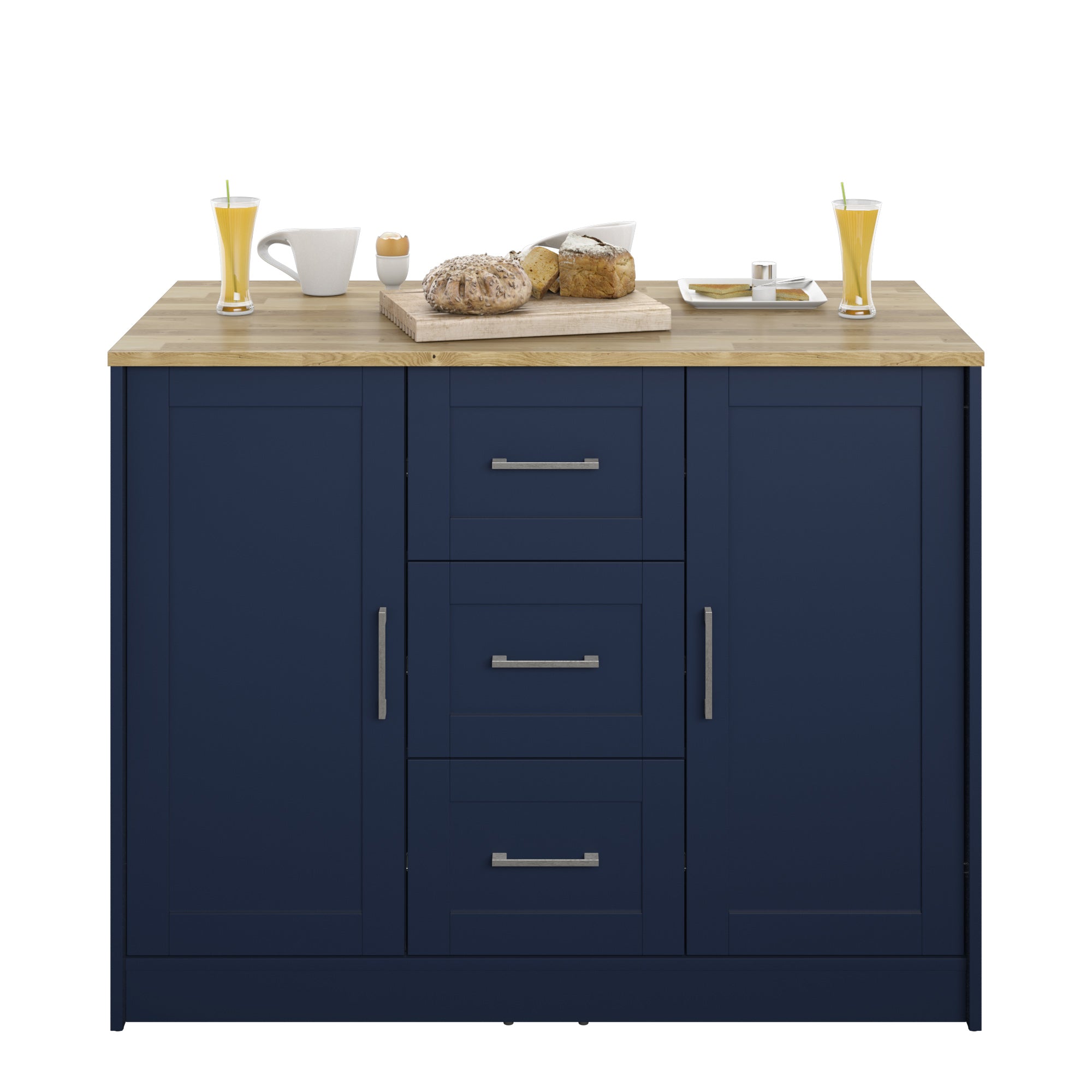 Îlot de cuisine classique et moderne avec plan de travail en bois massif