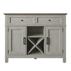 Buffet de style campagnard avec étagères à vin et rangement pour verres à pied