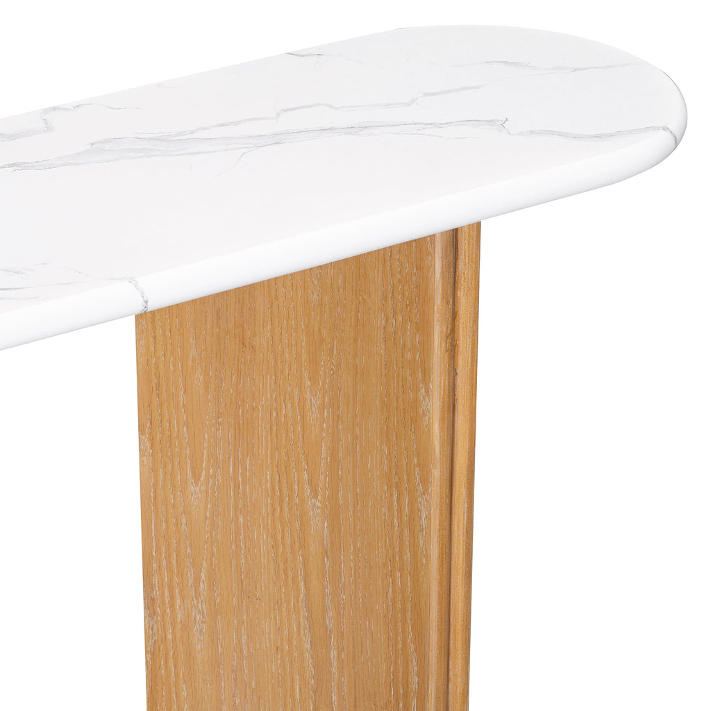 Console d'entrée ovale Walker Edison avec plateau en faux marbre 