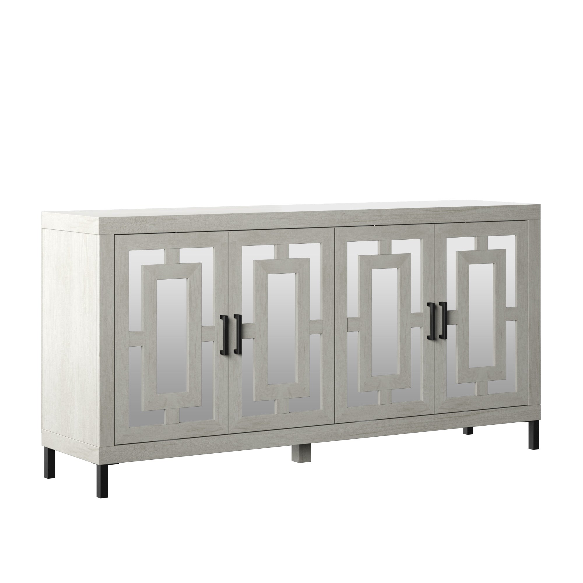 Buffet à portes miroir géométriques