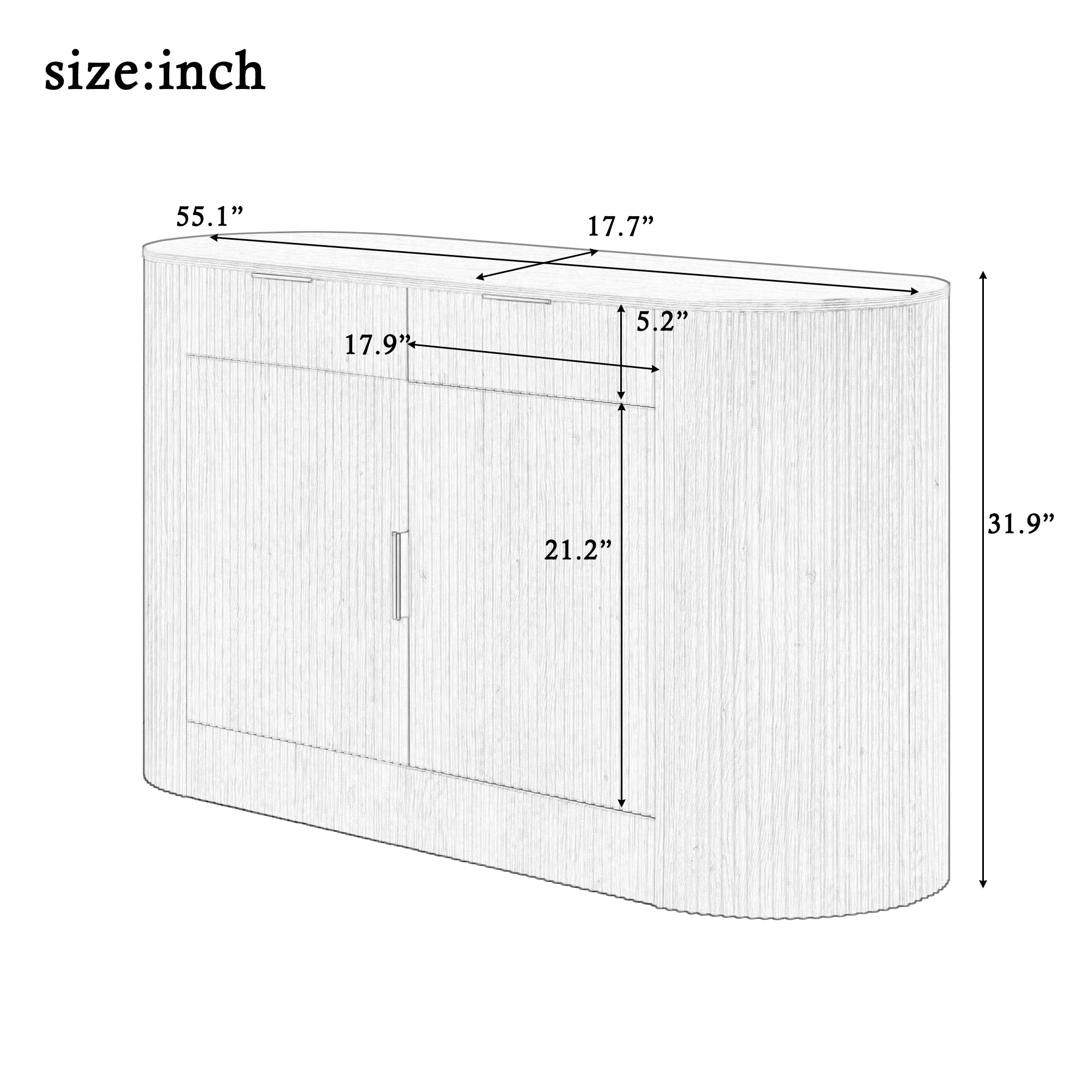 Meuble de rangement d'appoint cannelé au design incurvé - Buffet / Meuble TV