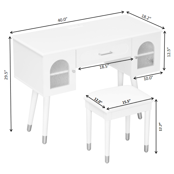 Walker Edison | Ensemble coiffeuse et chaise de maquillage moderne et bureau