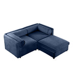 Walker Edison | Canapé deux places élégant en chenille bleue avec pouf de rangement