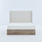 Walker Edison | Lit Shelton 54' Queen capitonné avec tête de lit à oreilles et sommier en bois