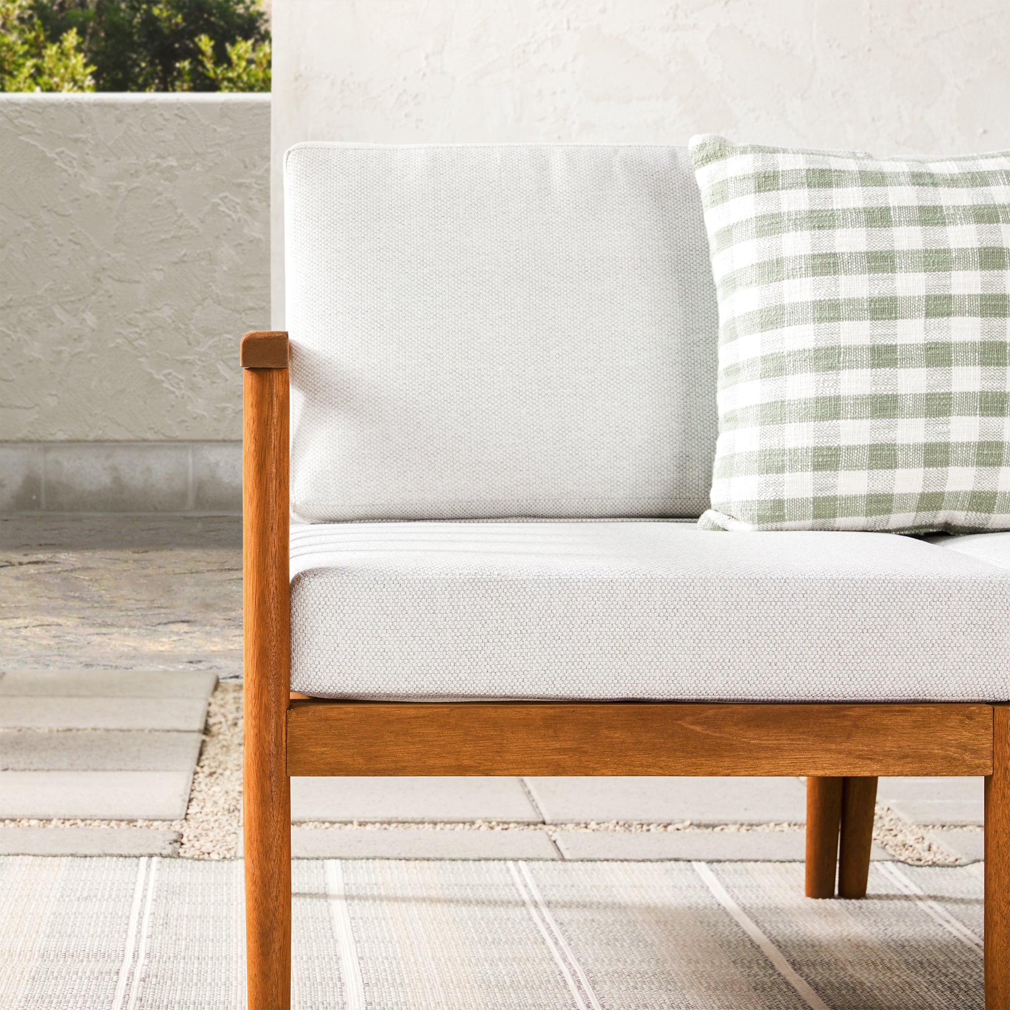 Ensemble de canapé d'angle d'extérieur moderne en bois massif, composé de 3 pièces et de fuseaux.