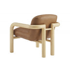 Fauteuil d'appoint moderne en similicuir avec structure en bois courbée et revêtement en bois courbé